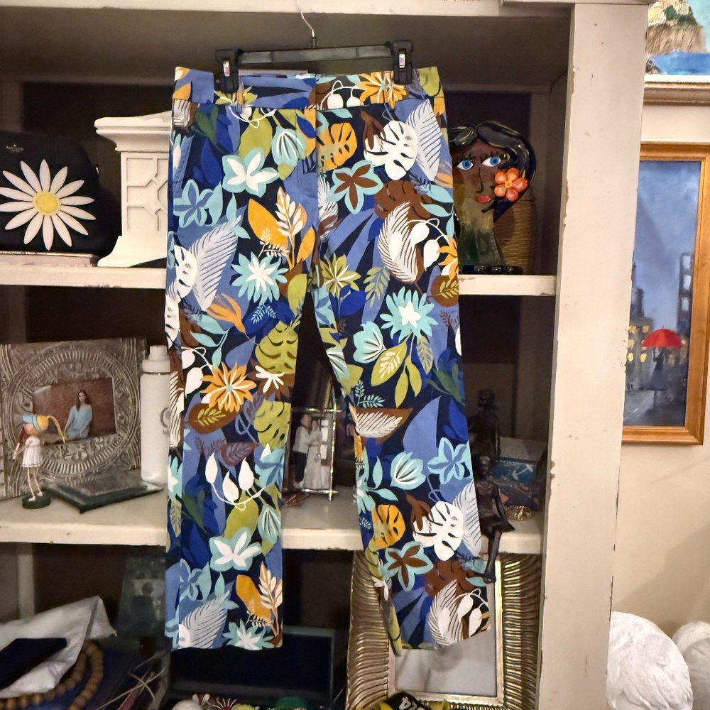 Elliott Lauren sz 8 Tahiti crop pants tropical floral print nwt $178 - Picture 3 of 5